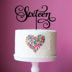 "Sixteen" Black Acrylic Cake Topper Cake Toppers Little Dance   