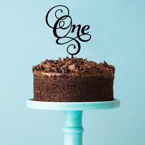 "One" Black Acrylic Cake Topper Cake Toppers Little Dance   