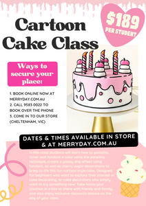 Adults Class: Cartoon Cake {TUESDAY 16TH JULY 6PM - 9PM}  Merryday   