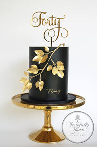 "Forty" Gold Mirror Cake Topper Cake Toppers Little Dance   