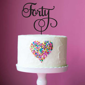 "Forty" Black Acrylic Cake Topper Cake Toppers Little Dance   