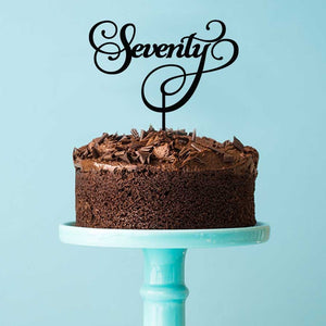 "Seventy" Black Acrylic Cake Topper Cake Toppers Little Dance   