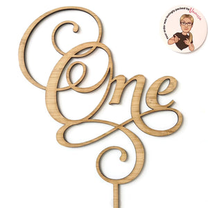 "One" Bamboo Wood Cake Topper Cake Toppers Little Dance   