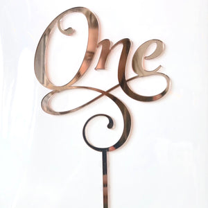 "One" Mirror Rose Gold Cake Topper Cake Toppers Little Dance   