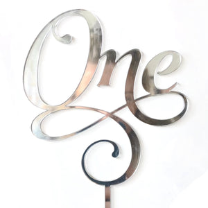 "One" Mirror Silver Cake Topper Cake Toppers Little Dance   