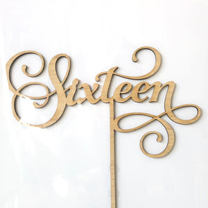 "Sixteen" Bamboo Wood Cake Topper Cake Toppers Little Dance   