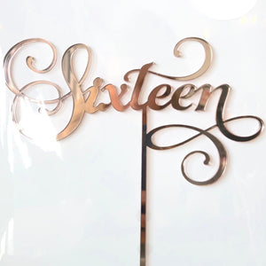 "Sixteen" Mirror Rose Gold Cake Topper Cake Toppers Little Dance   