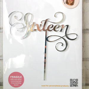 "Sixteen" Mirror Silver Cake Topper Cake Toppers Little Dance   