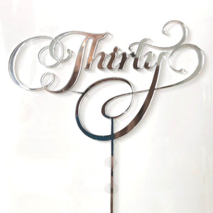 "Thirty" Mirror Silver Cake Topper Cake Toppers Little Dance   