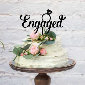"Engaged" Black Acrylic Cake Topper Cake Toppers Little Dance   