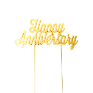 "Happy Anniversary" Gold Plated Cake Topper Cake Toppers Sugar Crafty   