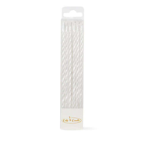 Spiral Candles 12pk Pearl White  Cake & Candle   