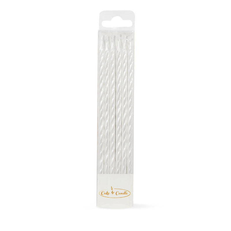 Spiral Candles 12pk Pearl White  Cake & Candle   