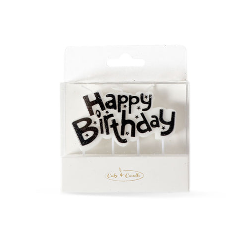 Happy Birthday Plaque Candle Black  Cake & Candle   