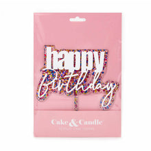 Load image into Gallery viewer, &quot;Happy Birthday&quot; White / Rainbow Glitter Layered Cake Topper Cake Toppers Cake &amp; Candle   