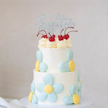 Load image into Gallery viewer, &quot;Eighteen&quot; Silver / Light Blue Layered Cake Topper Cake Toppers Cake &amp; Candle   