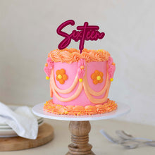 Load image into Gallery viewer, &quot;Sixteen&quot; Hot Pink / Pink Layered Cake Topper Cake Toppers Cake &amp; Candle   