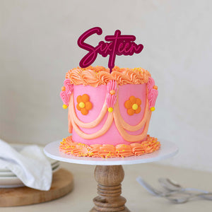 "Sixteen" Hot Pink / Pink Layered Cake Topper Cake Toppers Cake & Candle   