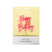 Load image into Gallery viewer, &quot;Happy Birthday&quot; Hot Pink / Opaque Layered Cake Topper Cake Toppers Cake &amp; Candle   