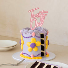Load image into Gallery viewer, &quot;Twenty One&quot; Pink Opaque / Pink Layered Cake Topper Cake Toppers Cake &amp; Candle   
