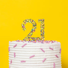 Load image into Gallery viewer, &quot;21&quot; Rainbow Glitter Cake Topper Cake Toppers Cake &amp; Candle   