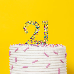 "21" Rainbow Glitter Cake Topper Cake Toppers Cake & Candle   