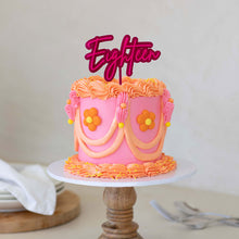 Load image into Gallery viewer, &quot;Eighteen&quot; Hot Pink / Pink Layered Cake Topper Cake Toppers Cake &amp; Candle   