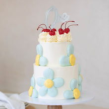 Load image into Gallery viewer, &quot;One&quot; Silver / Light Blue Layered Cake Topper Cake Toppers Cake &amp; Candle   