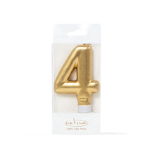 Load image into Gallery viewer, Number Candles 8cm Tall Gold  Cake &amp; Candle 4  