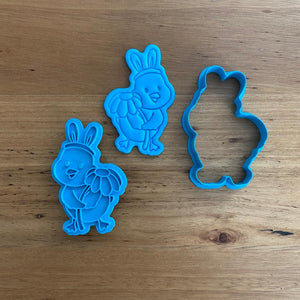 Cookie Cutter & Embosser Stamp - Easter Chick Holding Flower Supplies Cookie Cutter Store   