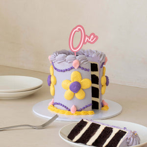"One" Pink Opaque / Pink Layered Cake Topper Cake Toppers Cake & Candle   