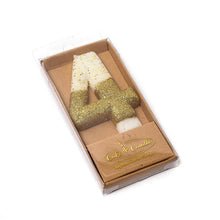 Load image into Gallery viewer, Number Candles 8cm Tall Glitter Dipped Gold  Cake &amp; Candle 4  