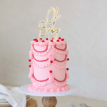 Load image into Gallery viewer, &quot;Oh Baby&quot; Gold / Clear Layered Cake Topper Cake Toppers Cake &amp; Candle   