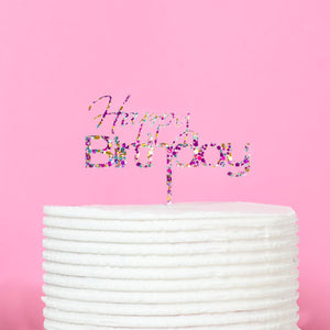 "Happy Birthday" Rainbow Glitter Cake Topper #1 Cake Toppers Cake & Candle   