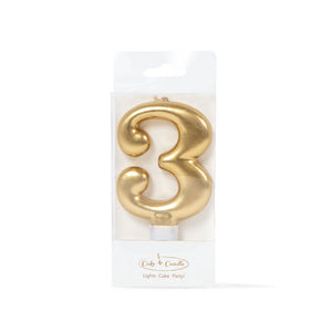 Number Candles 8cm Tall Gold  Cake & Candle 3  