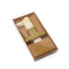 Load image into Gallery viewer, Number Candles 8cm Tall Glitter Dipped Gold  Cake &amp; Candle 1  