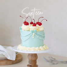 Load image into Gallery viewer, &quot;Sixteen&quot; Silver / Clear Layered Cake Topper Cake Toppers Cake &amp; Candle   