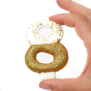 Number Candles 8cm Tall Glitter Dipped Gold  Cake & Candle 8  