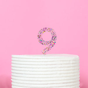 "0-9" Rainbow Glitter Cake Toppers Cake Toppers Cake & Candle 9  