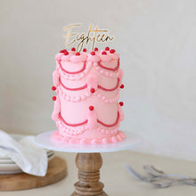 Load image into Gallery viewer, &quot;Eighteen&quot; Gold / Clear Layered Cake Topper Cake Toppers Cake &amp; Candle   