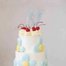 Load image into Gallery viewer, &quot;Twenty One&quot; Silver / Light Blue Layered Cake Topper Cake Toppers Cake &amp; Candle   