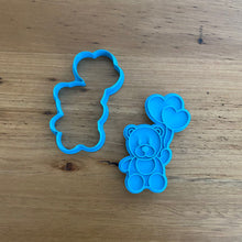 Load image into Gallery viewer, Cookie Cutter &amp; Embosser Stamp - Teddy Bear Holding Heart Balloons Supplies Cookie Cutter Store   