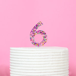 "0-9" Rainbow Glitter Cake Toppers Cake Toppers Cake & Candle 6  