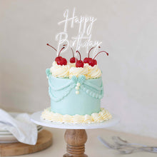 Load image into Gallery viewer, &quot;Happy Birthday&quot; Silver / Clear Layered Cake Topper Cake Toppers Cake &amp; Candle   