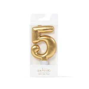 Number Candles 8cm Tall Gold  Cake & Candle 5  