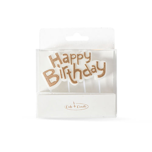 Happy Birthday Plaque Candle Gold  Cake & Candle   