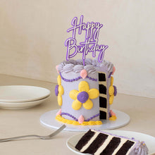 Load image into Gallery viewer, &quot;Happy Birthday&quot; Purple / Cream Layered Cake Topper Cake Toppers Cake &amp; Candle   