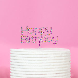 "Happy Birthday" Rainbow Glitter Cake Topper #2 Cake Toppers Cake & Candle   
