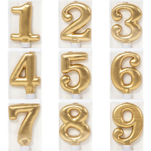 Number Candles 8cm Tall Gold  Cake & Candle   