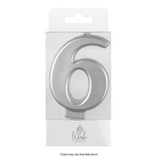 Load image into Gallery viewer, Number Candles 6.5cm Tall Silver